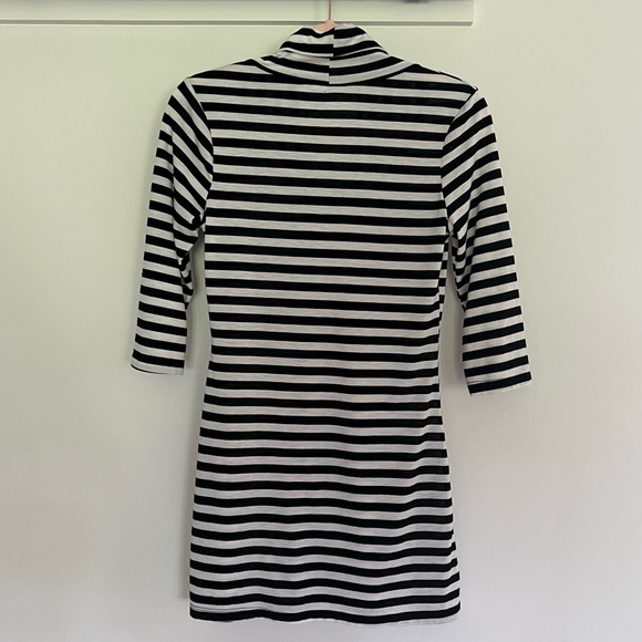 Poet EUC Striped Black and White Cowl Neck 3/4 Sleeve Jersey Tunic Blouse Size M - Picture 2 of 13